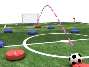 Linia obrony wykonująca pułapkę ofsajdową – wyjście linii obrony i ustawienie napastnika względem ostatniego obrońcy i bramkarza.